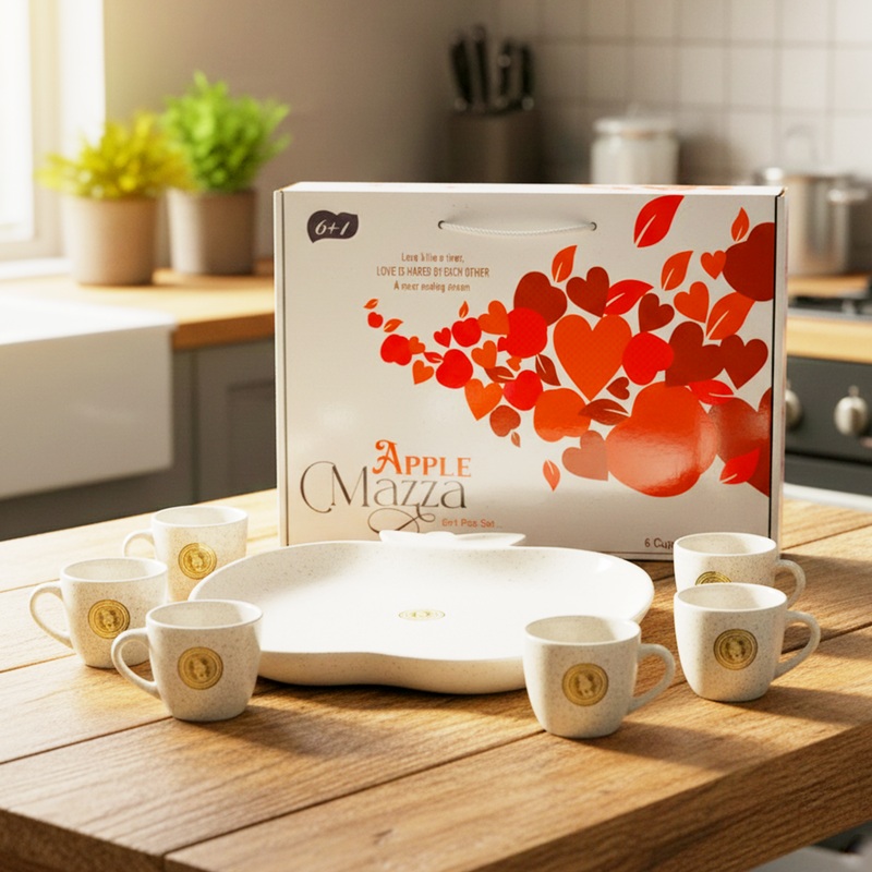 Di0341 Apple Mazza 7-Piece Tea & Snack Set with Platter