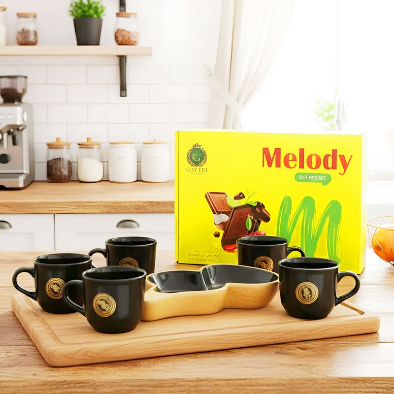 Di0345 Melody 7-Piece Tea & Snack Set with Guitar Platter