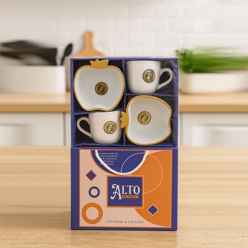 Di0350 Alto 4-Piece Tea & Snacks Set with Apple Bowls