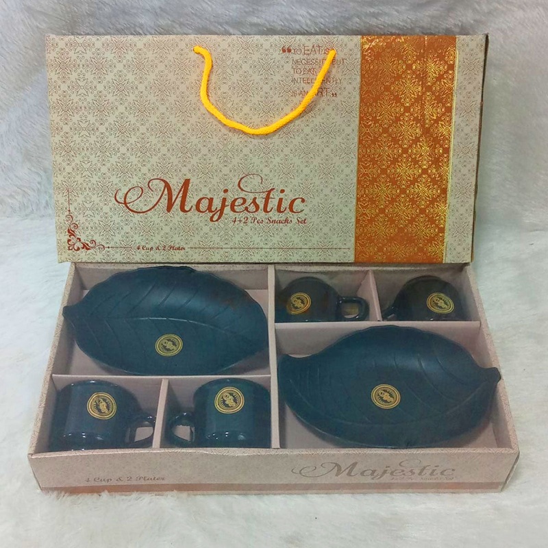 Di0355 Majestic 6-Piece Tea & Snack Set with Leaf Platters