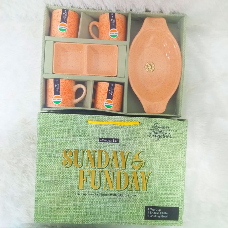 Di0356 Sunday & Funday 6-Piece Tea & Snack Set with Platter