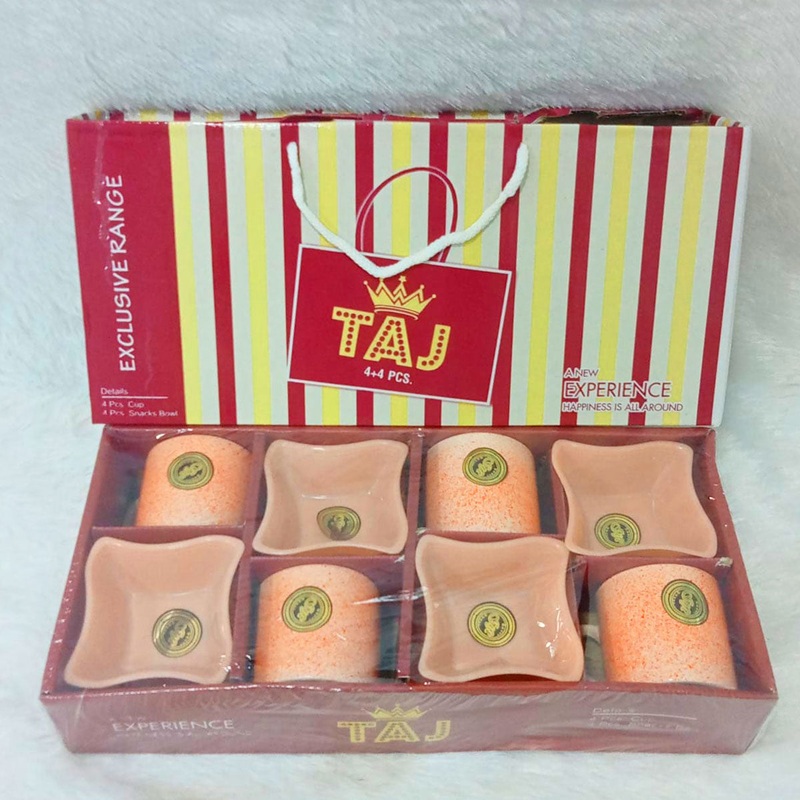 Di0357 Taj 8-Piece Tea & Snacks Set  4 Cups & 4 Bowls